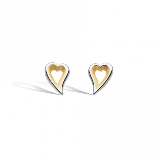 Desire Love Story Gold Heart Stud Earrings - silver earrings gold stud earrings silver gold-tone