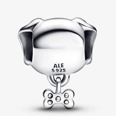 Sterling Silver Cubic Zirconia Dog & Bone Charm