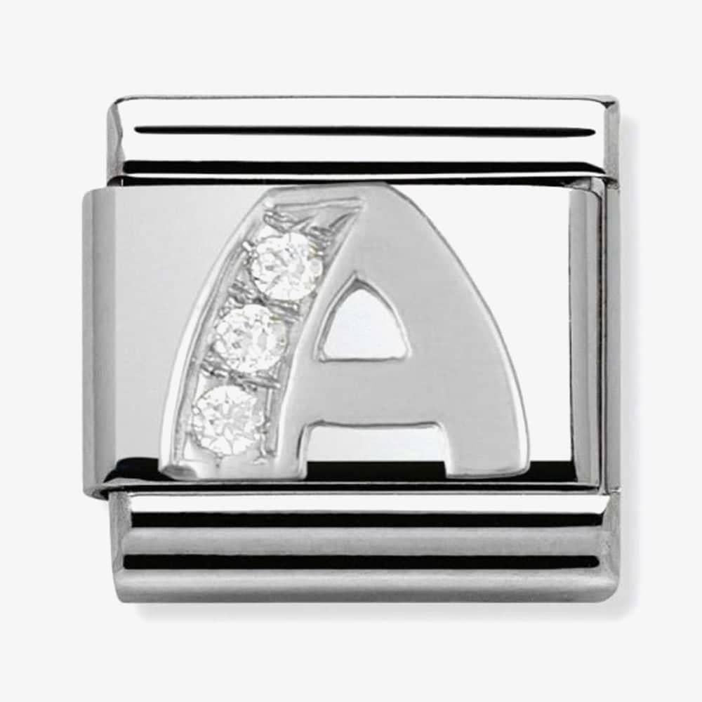 Composable Classic Link Letter A in Silver and Stones