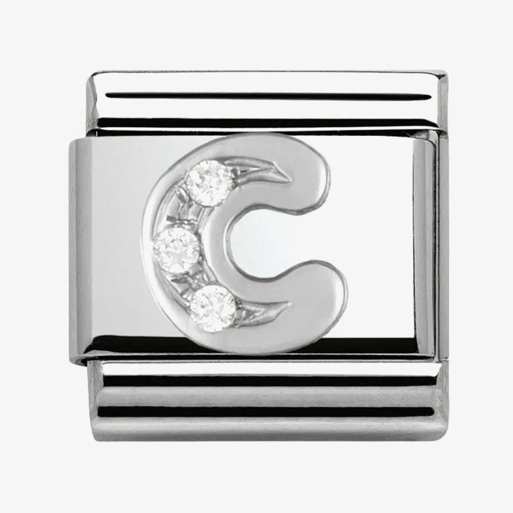 Composable Classic Link Letter C in Silver and Stones