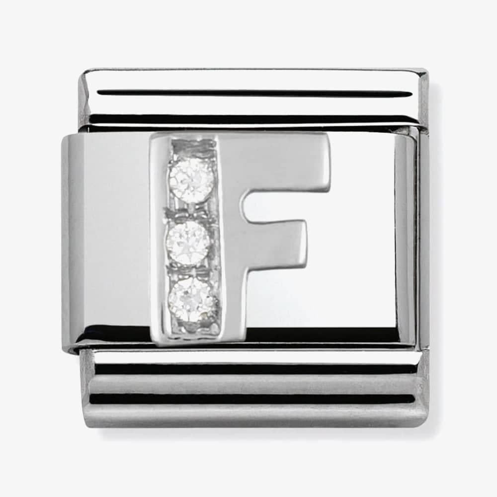 Composable Classic Link Letter F in Silver and Stones