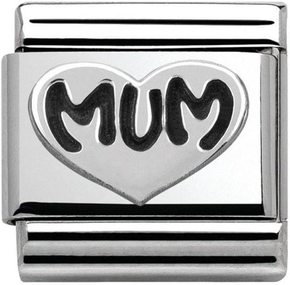 Composable Classic Link Silver Mum writing with Heart