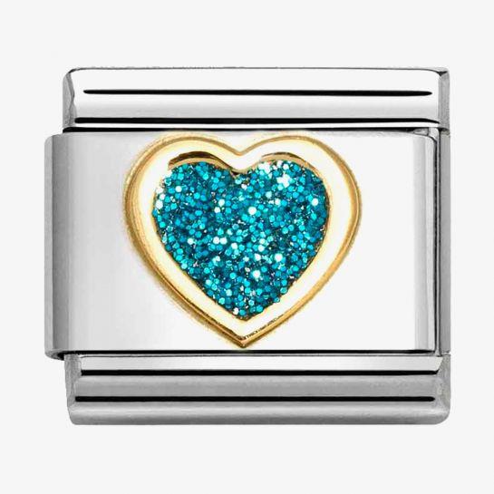 Composable Classic Link, Heart, Turquoise Glitter