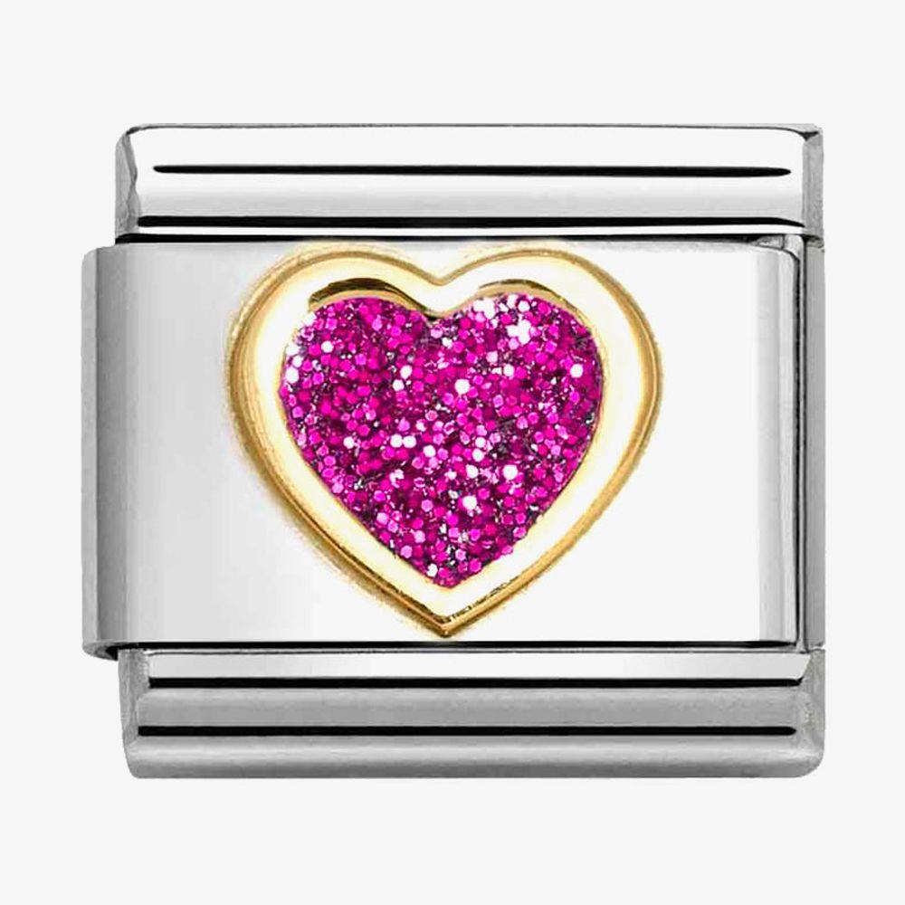 Composable Classic Link, Heart, Fuchsia Glitter