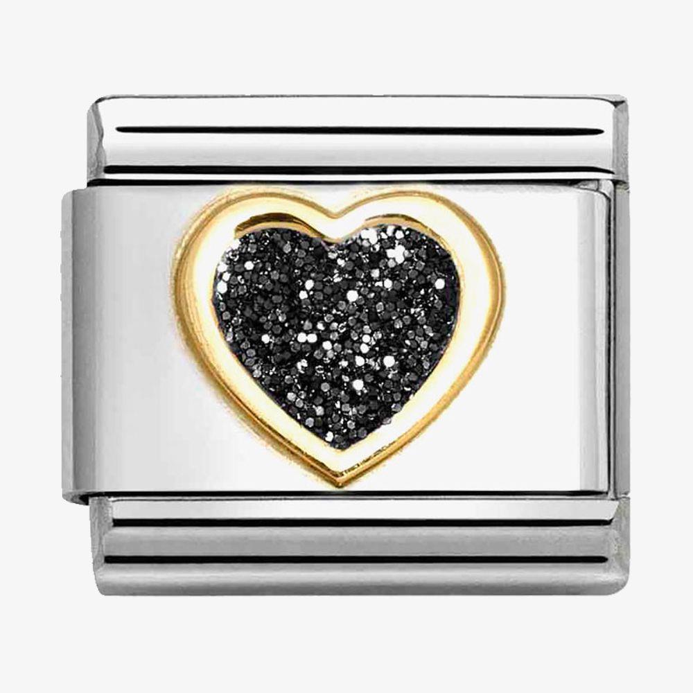 Composable Classic Link, Heart, Black Glitter
