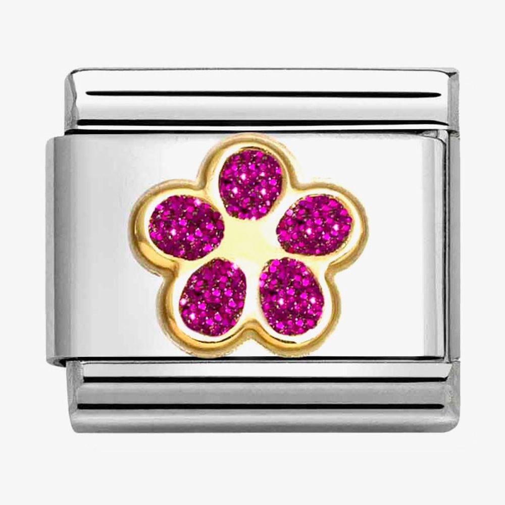 Composable Classic Link, Flower, Fucsia Glitter