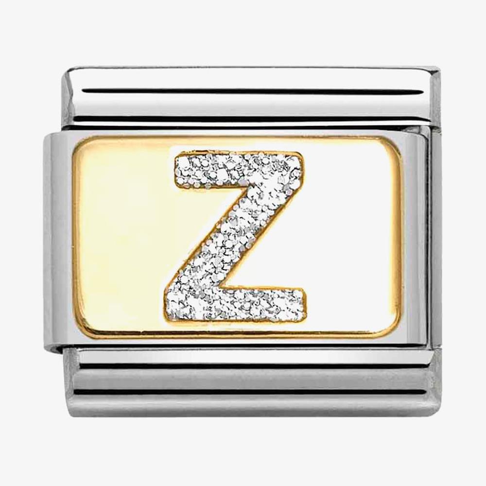 Composable Classic Link, Letter Z, Silver Glitter