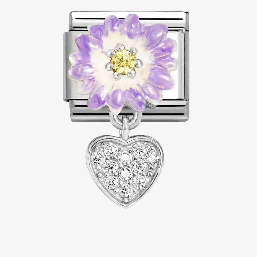 Composable Classic Link, Purple Flower, Heart
