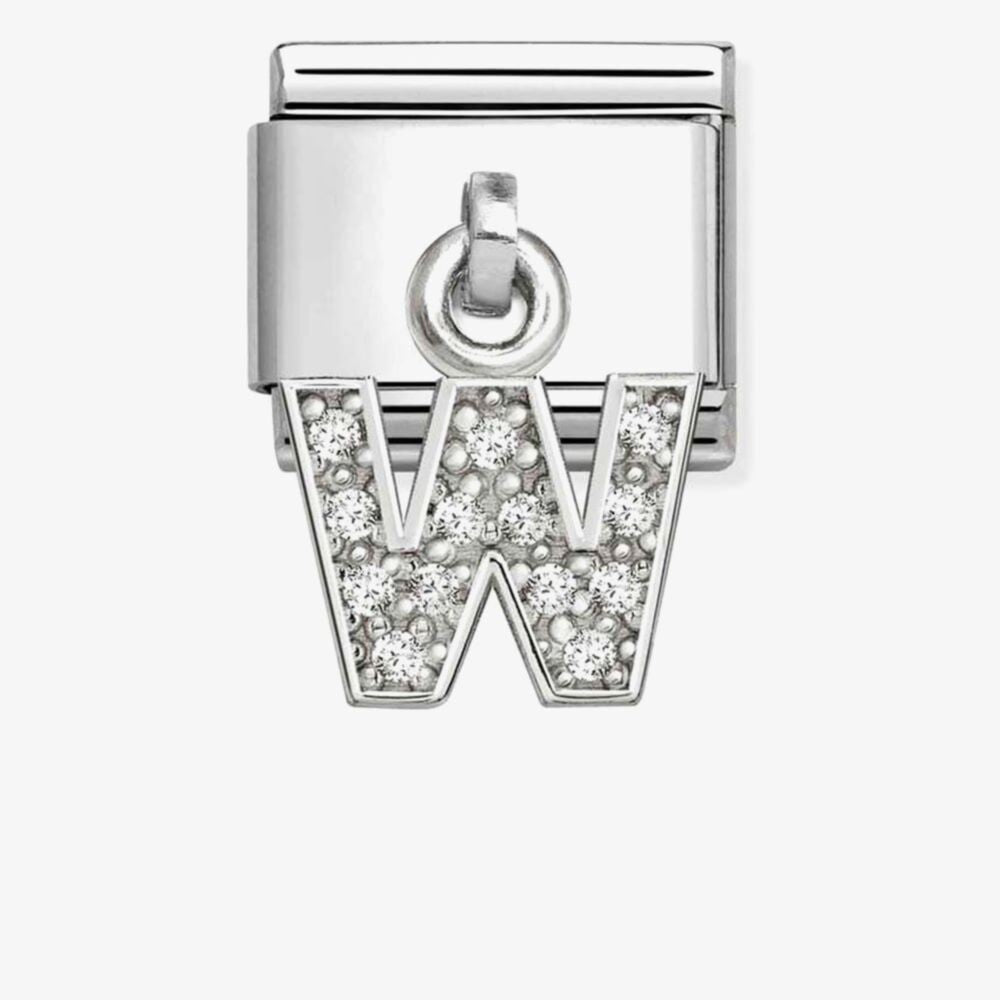 Silvershine Sparkling Letter W Charm