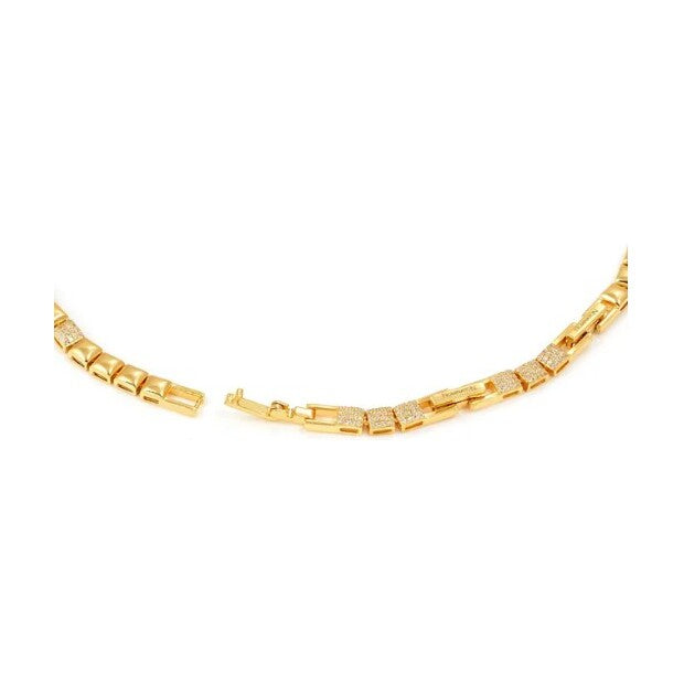 Enigmatic Shine necklace, gold with CZ pavé