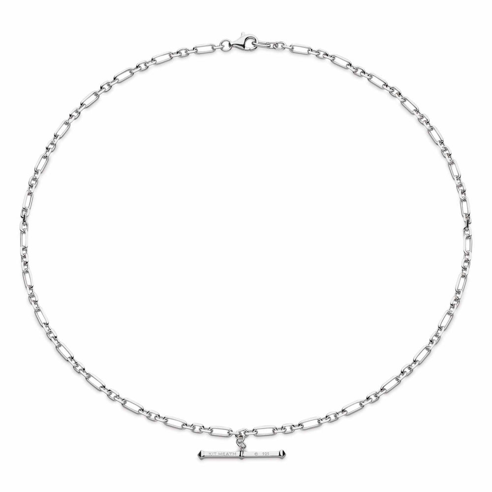 Revival Figaro Chain Link T-bar Style Necklace - silver link necklace linked necklace