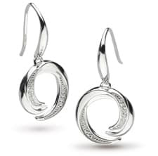 Kit Heath Sterling Silver Entwine Helix Pavé CZ Drop Earrings