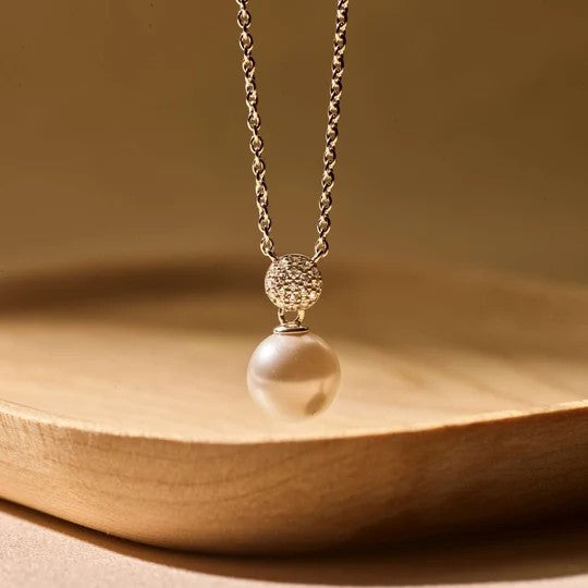 Round Zirconia Pearl Necklace