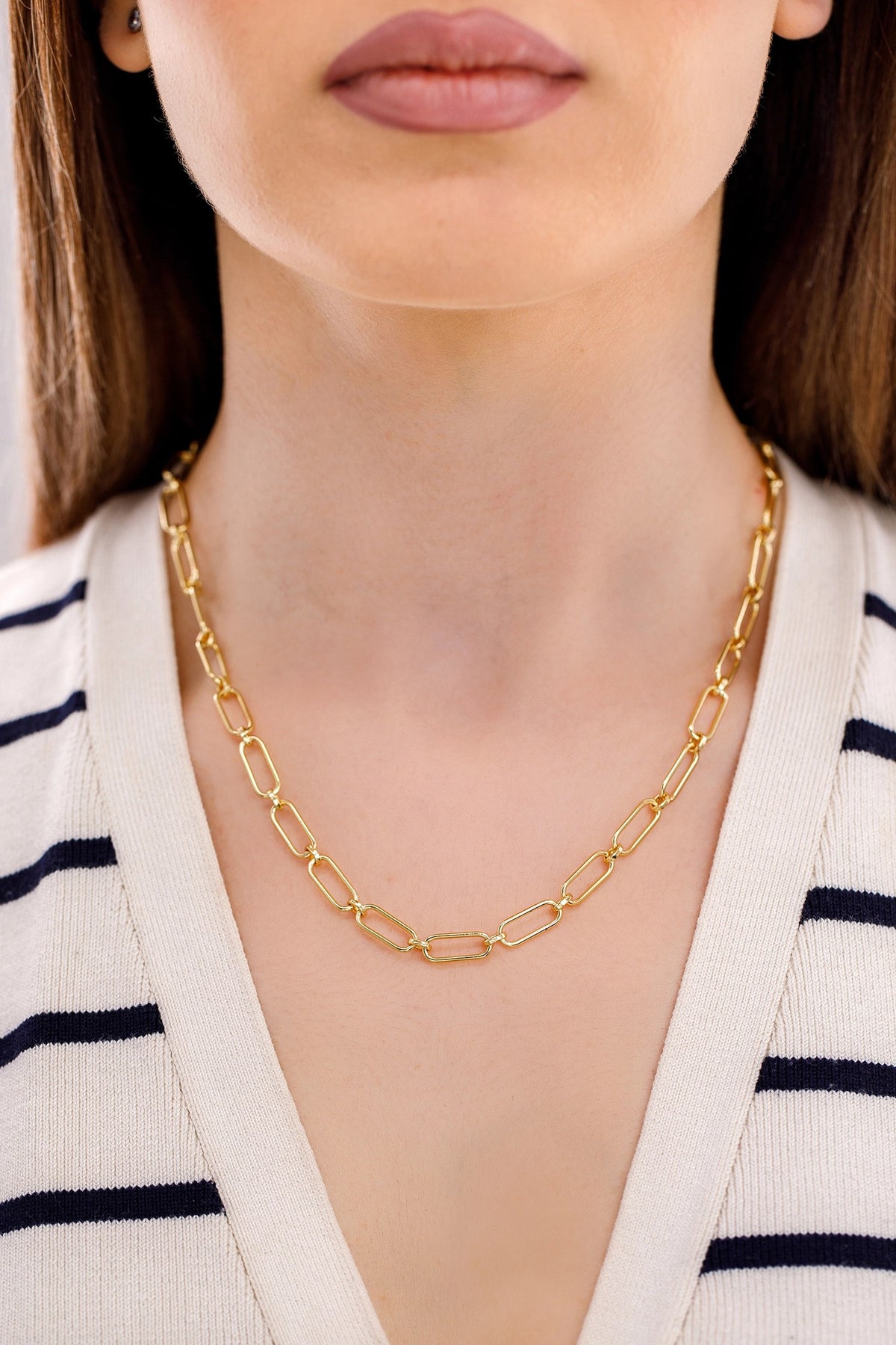 Gold Cable Connect Chunky Chain Necklace