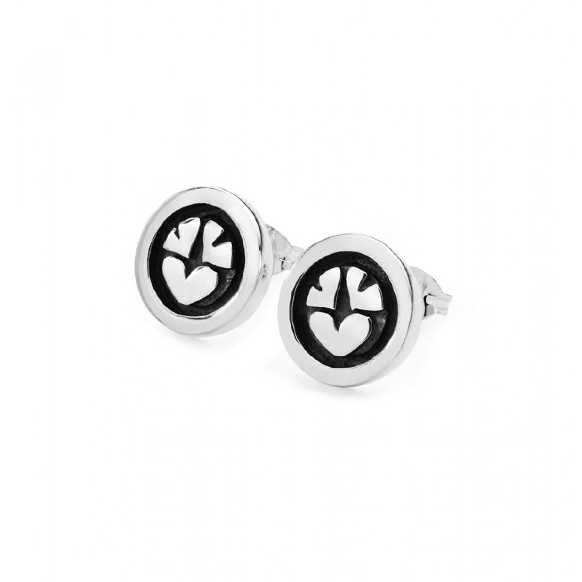 Silver stud earrings with heart detail
