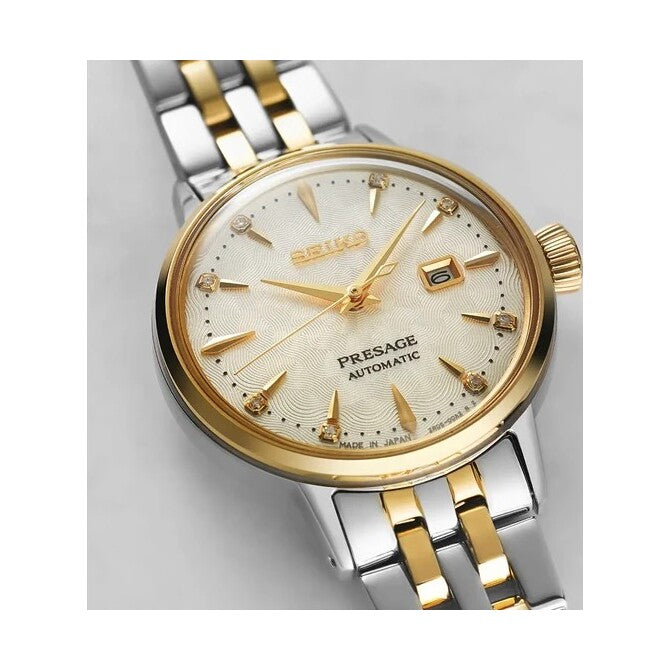 Seiko Presage 'White Lady' Diamond Automatic 2 Tone Yellow & Steel SRE010J1 - Dipples