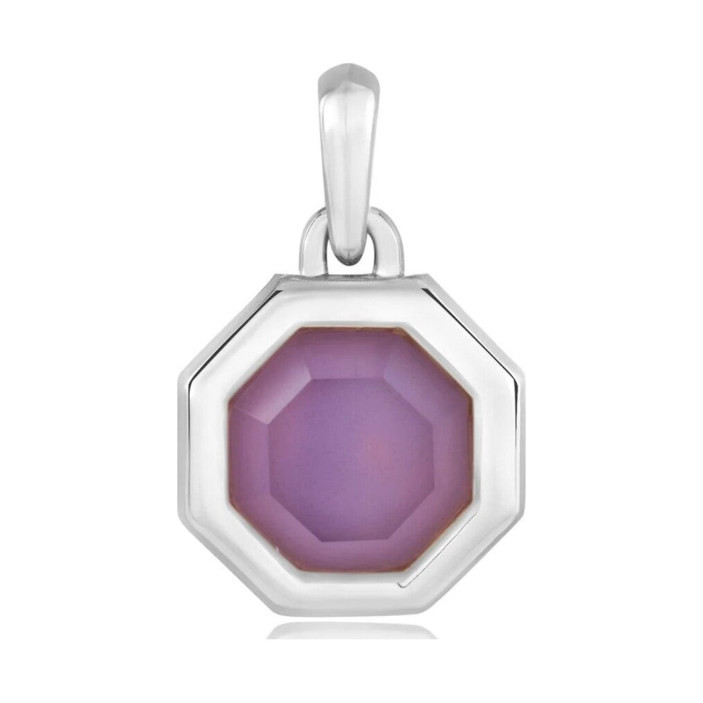Silver Octagon Lilac Quartz Charm Pendant