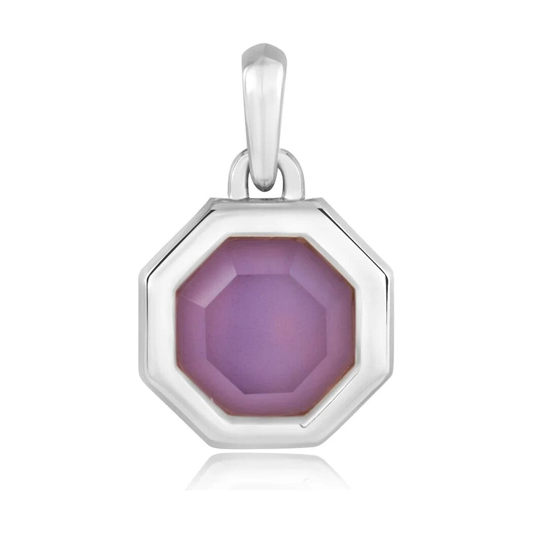 Silver Octagon Lilac Quartz Charm Pendant