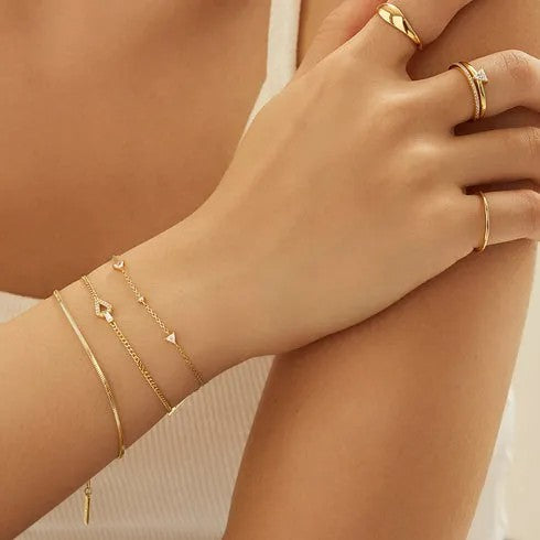 Gold Geometric Cubic Zirconia Bracelet