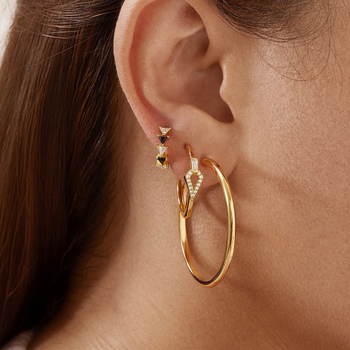 Ania Haie Yellow Gold Plain Oversized Hoop Earrings