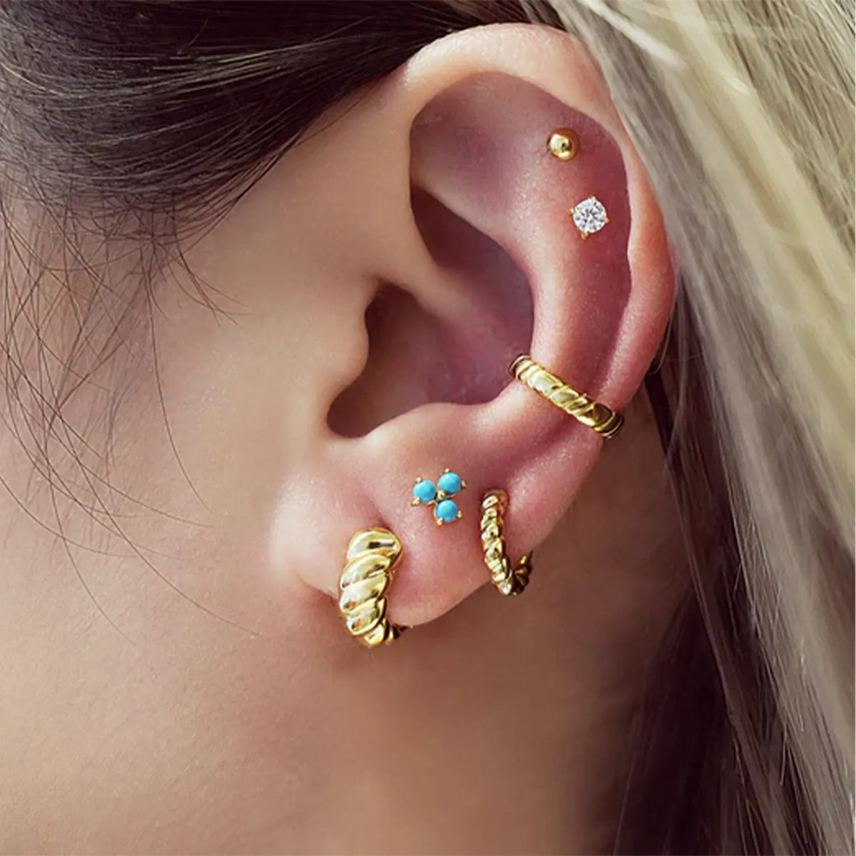 Gold Bold Texture Small Huggie Hoop Earrings