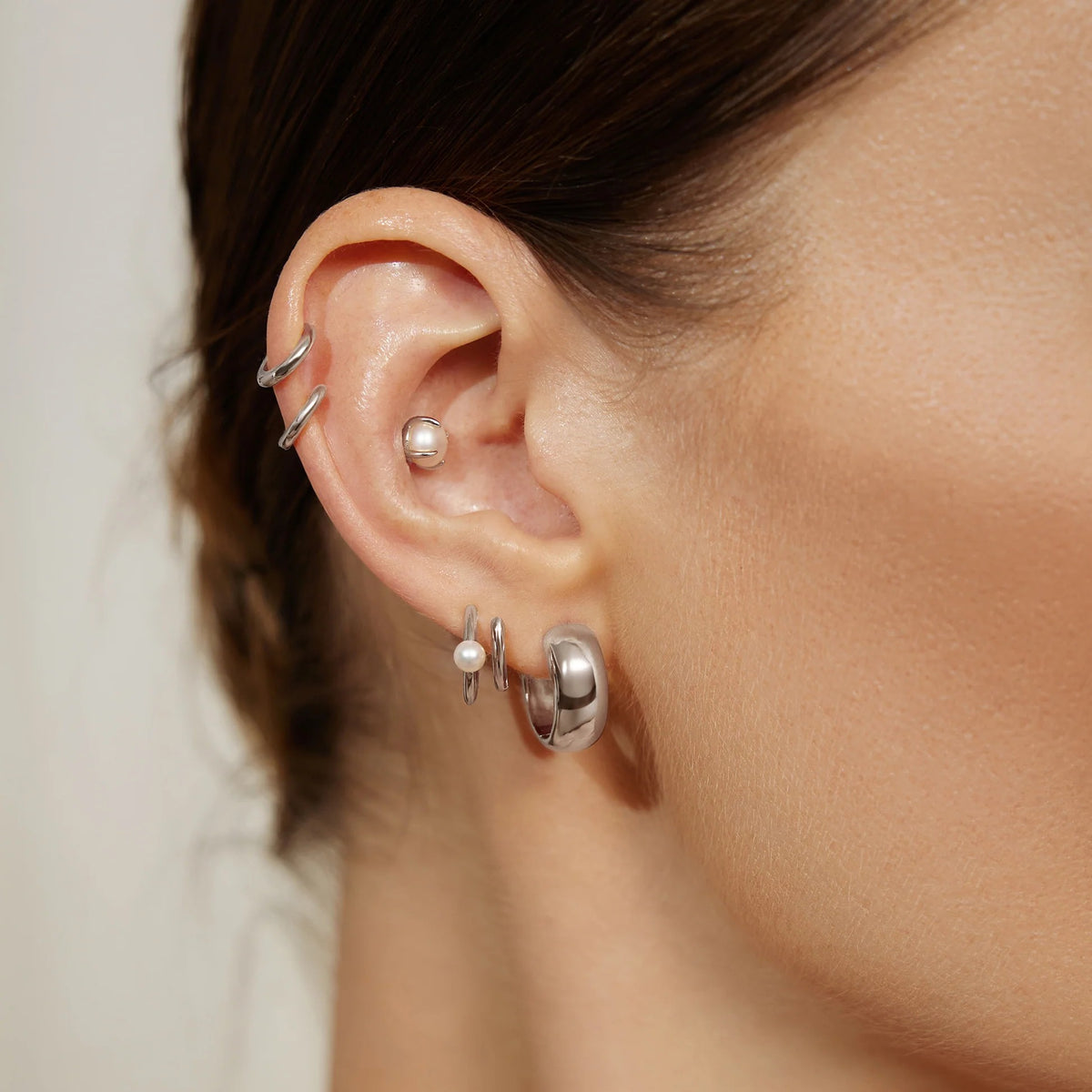 Sunny Sparkler Sterling Silver Medium Chunky Hoop Earrings