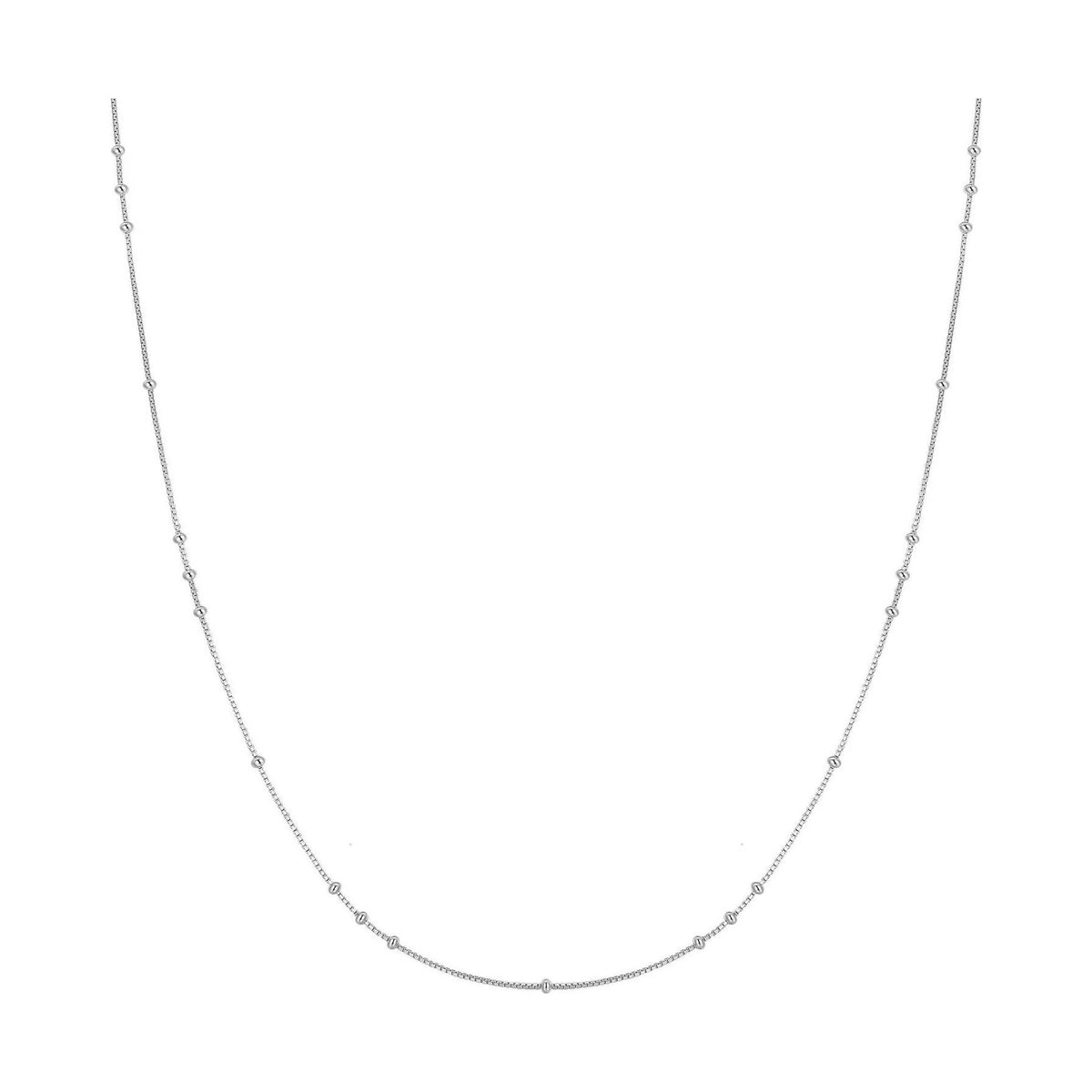 Silver Mini Bead Station Necklace N066-02H