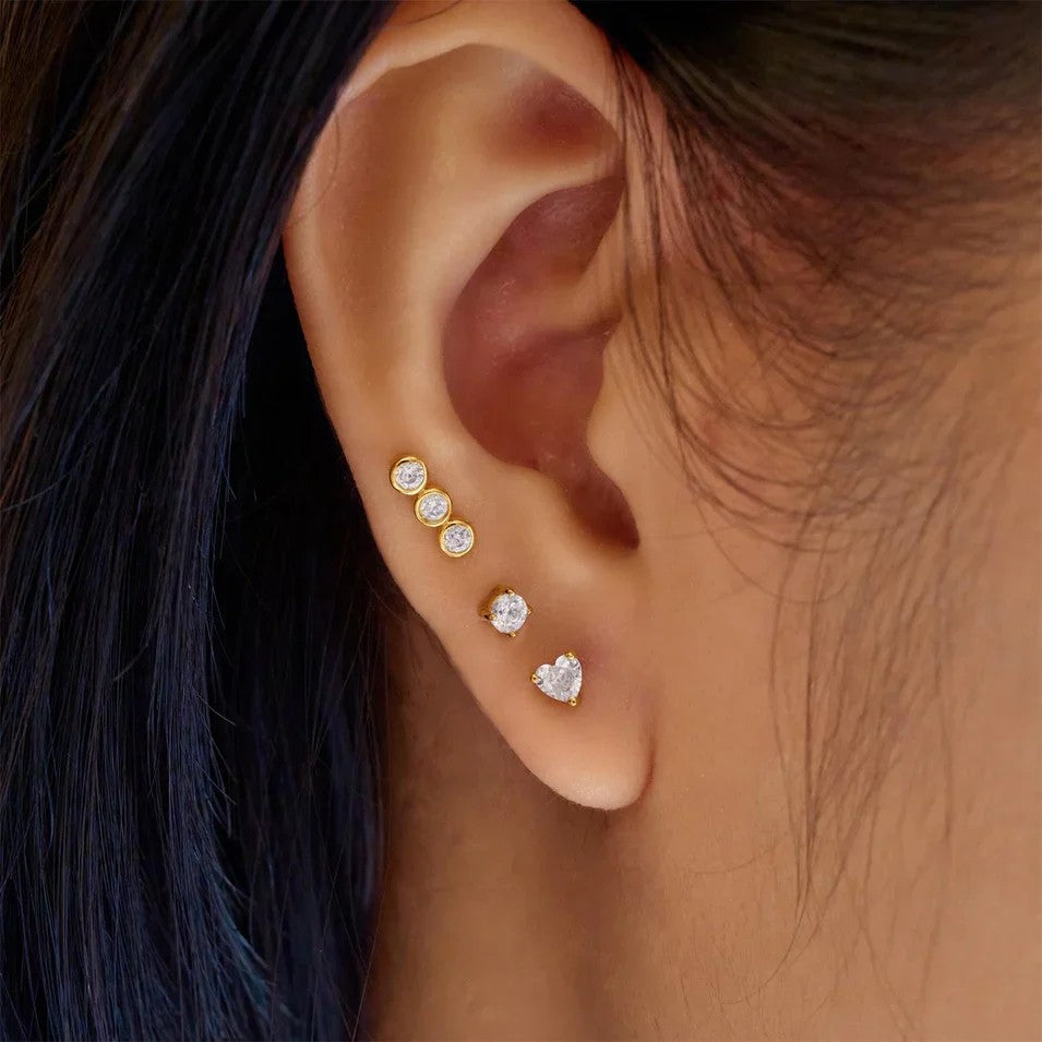Gold Heart Barbell Single Earring