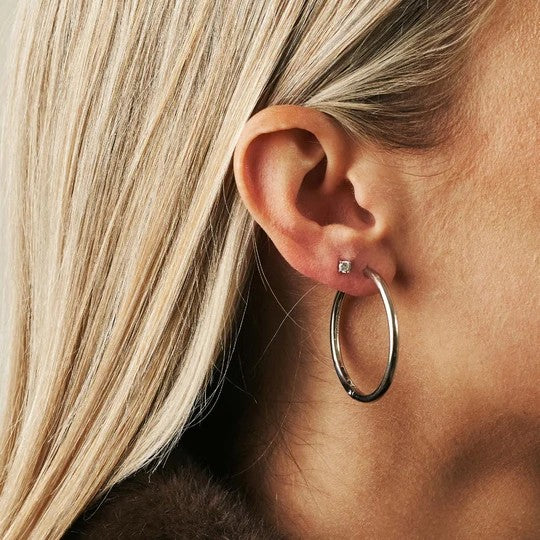 Classic Oversized Hoops Silver 35mm