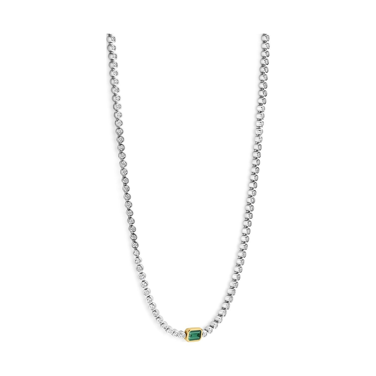 Baguette Tennis Necklace Emerald Green