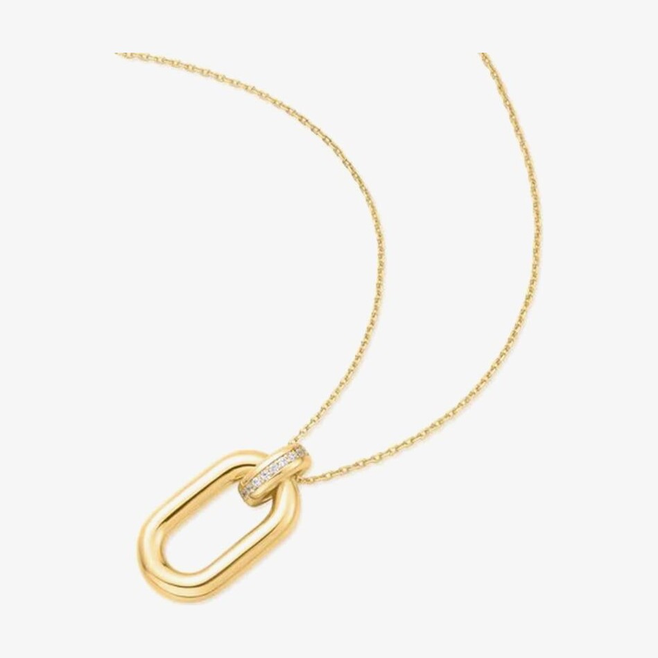 Gold Oval Hoop Pendant Necklace