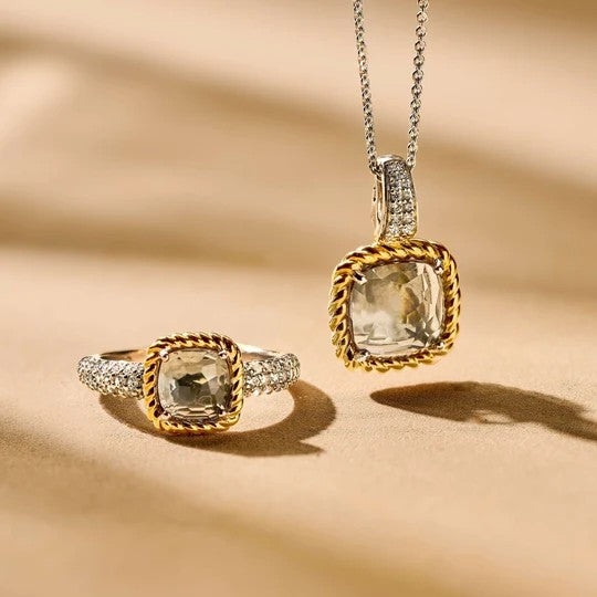 Grey Zirconia Cushion Necklace with pendant