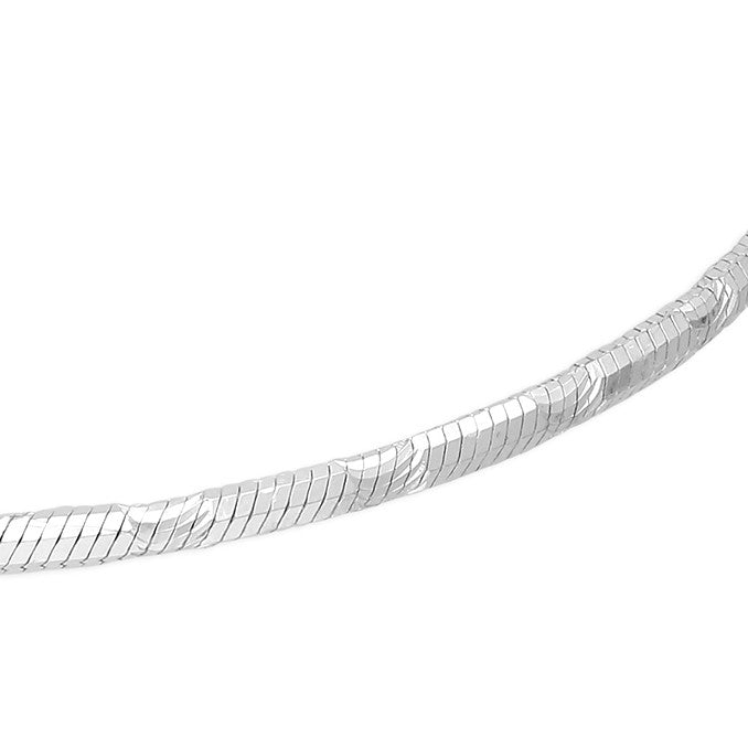 Sterling Silver Diamond Cut Round Snake Chain, 41cm
