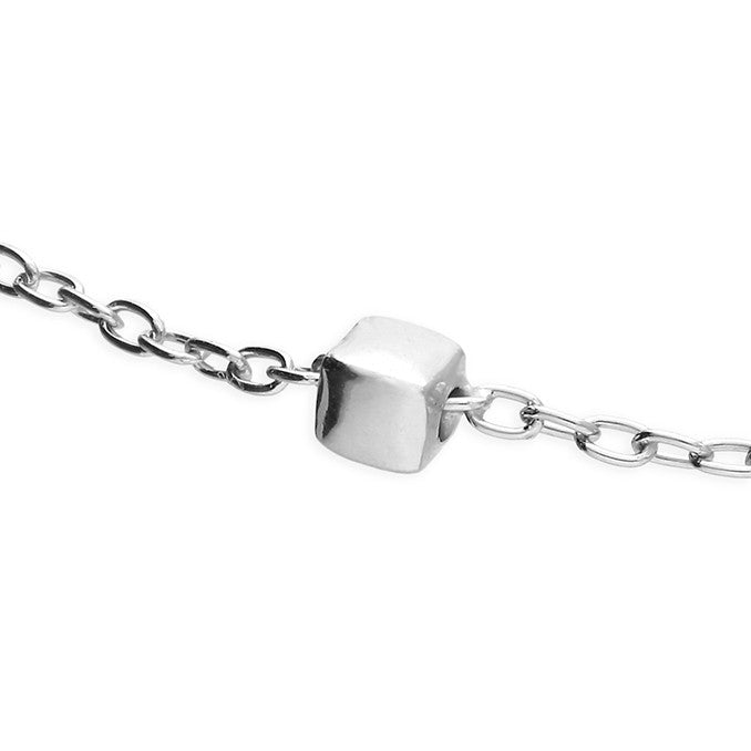 Sterling Silver Cube Station Bead Necklace