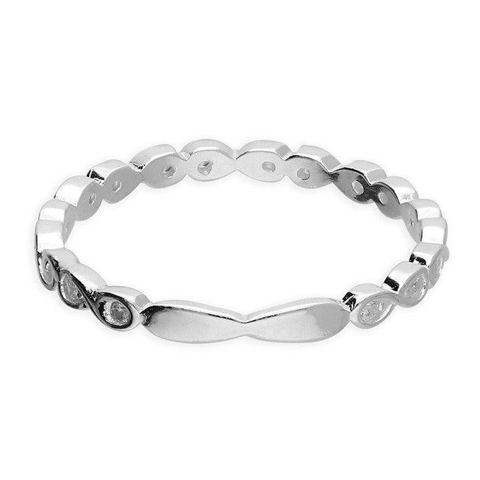 Sterling Silver Infinity And Cubic Zirconia Ring