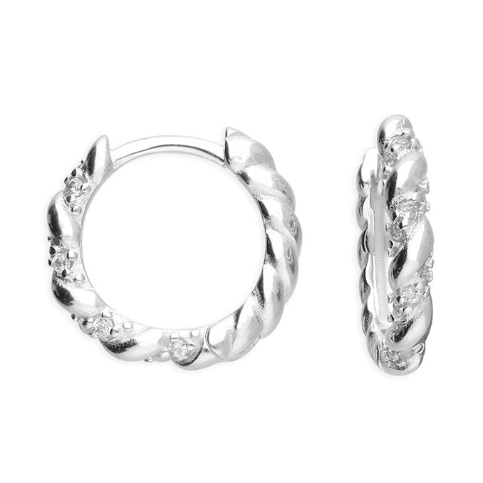 Sterling Silver Rope Twist Hoop Earrings