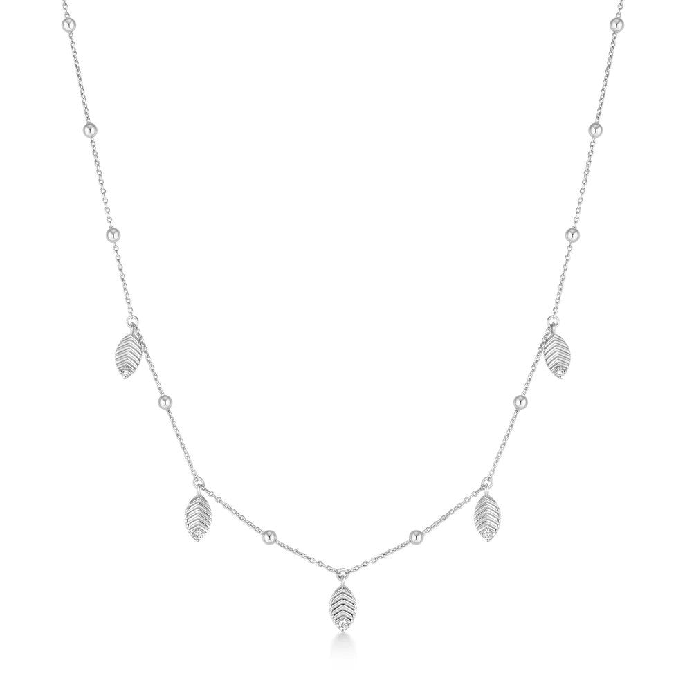 Silver Leaf Station Necklace