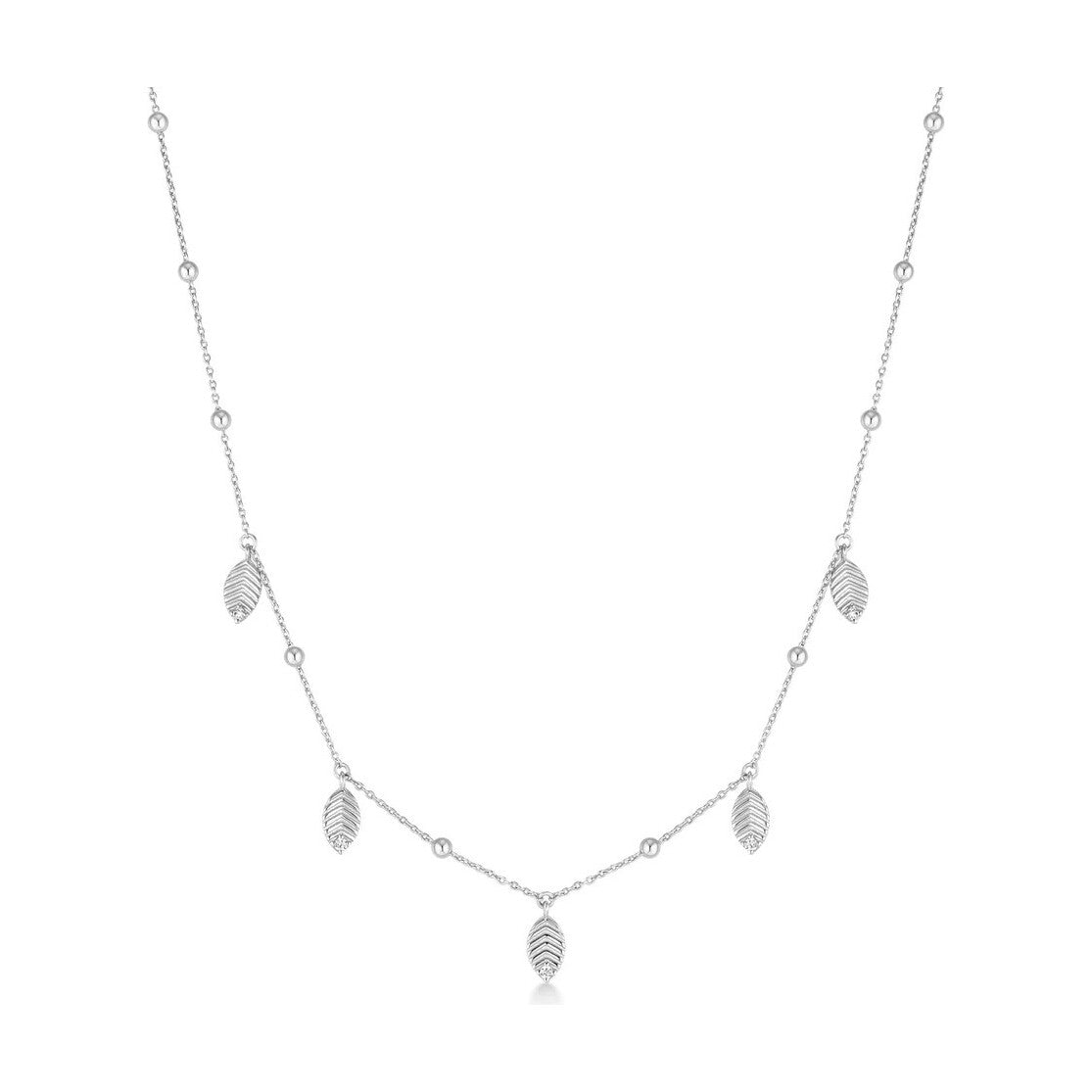 Silver Leaf Station Necklace