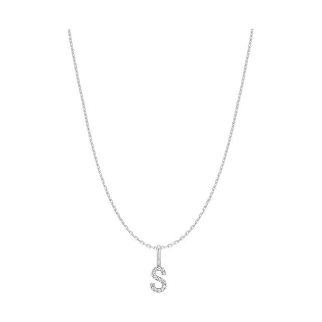 Silver Letter S Initial Necklace