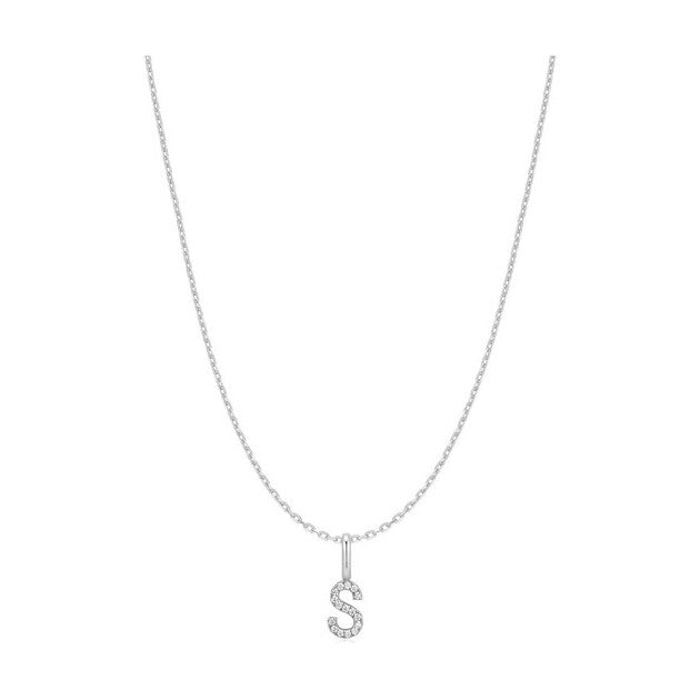 Silver Letter S Initial Necklace