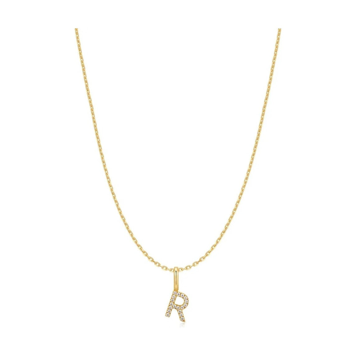 Gold Letter R Initial Necklace