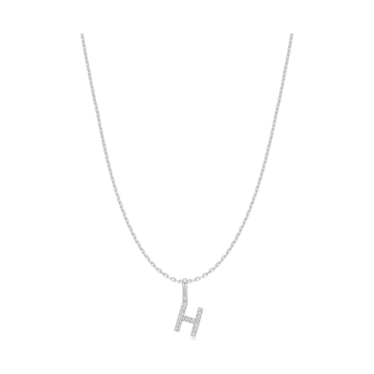 Silver Letter H Initial Necklace