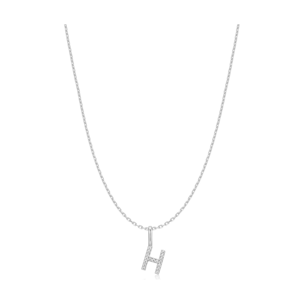 Silver Letter H Initial Necklace