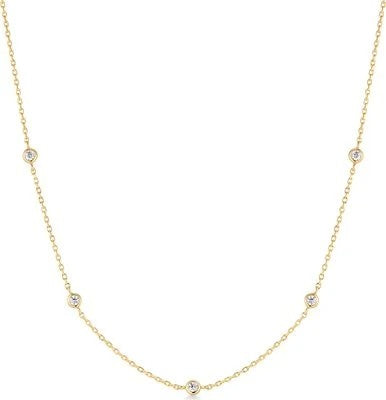 Gold Classic Bezel-Set Station Necklace