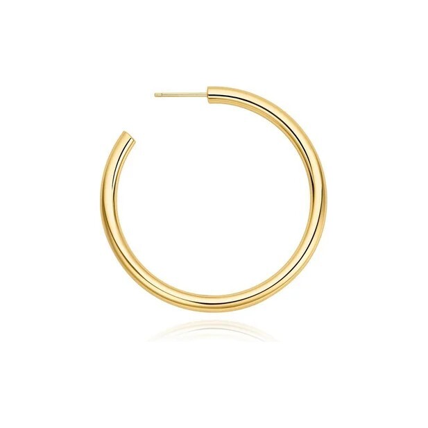 Gold Classic Tube Large Hoop Earrings