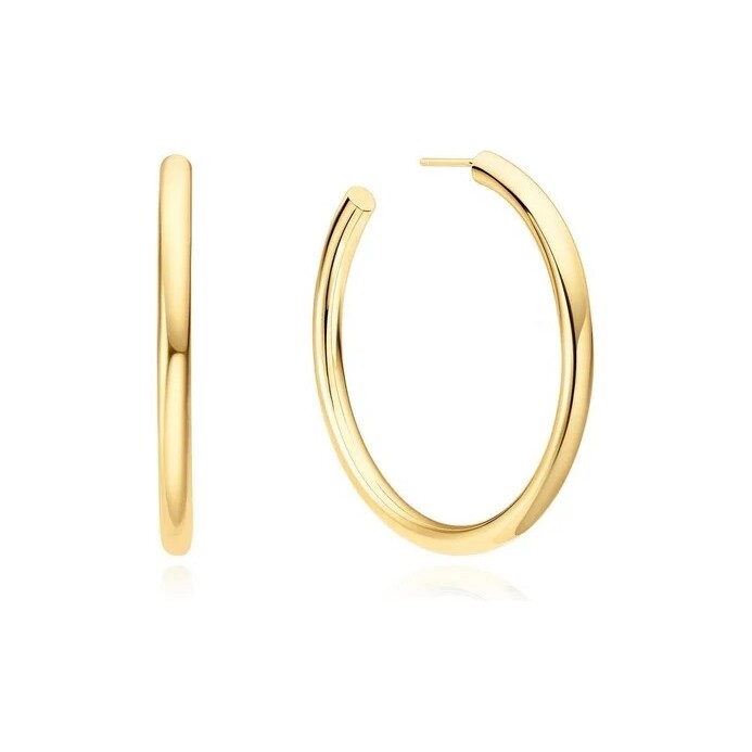 Gold Classic Tube Oversized Hoop Earrings