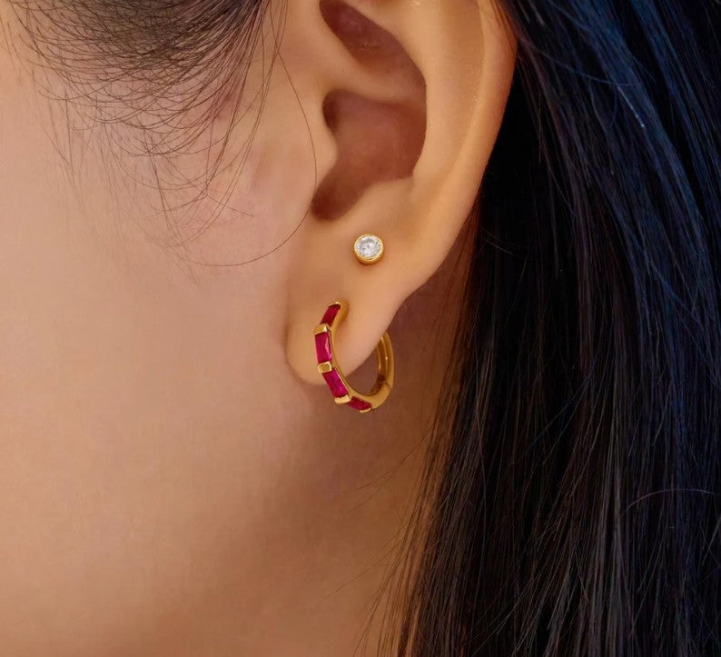 Gold Rosé Holiday Huggie Hoop Earrings