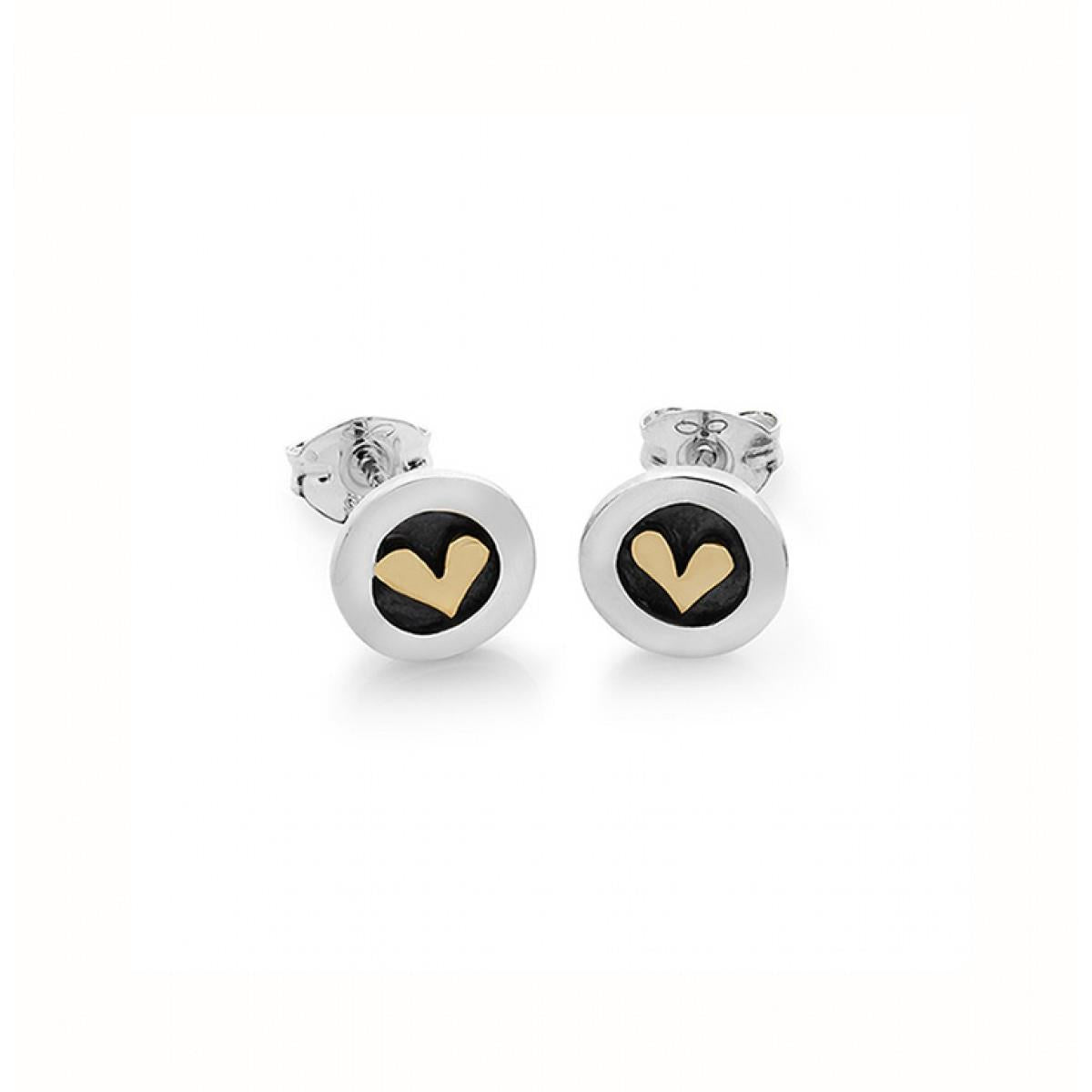Silver earrings with gold heart detail
