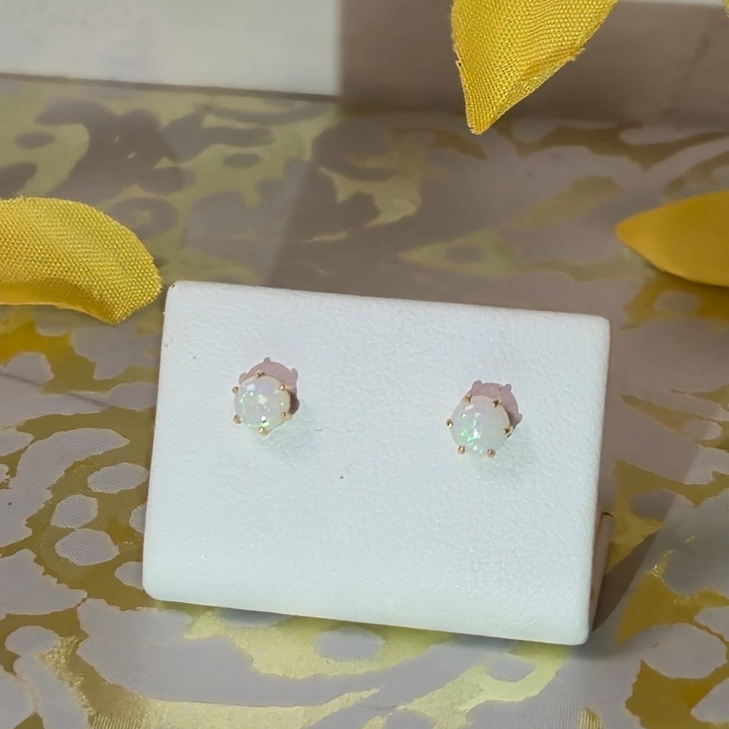 9ct Yellow Gold Opal Stud Earrings
