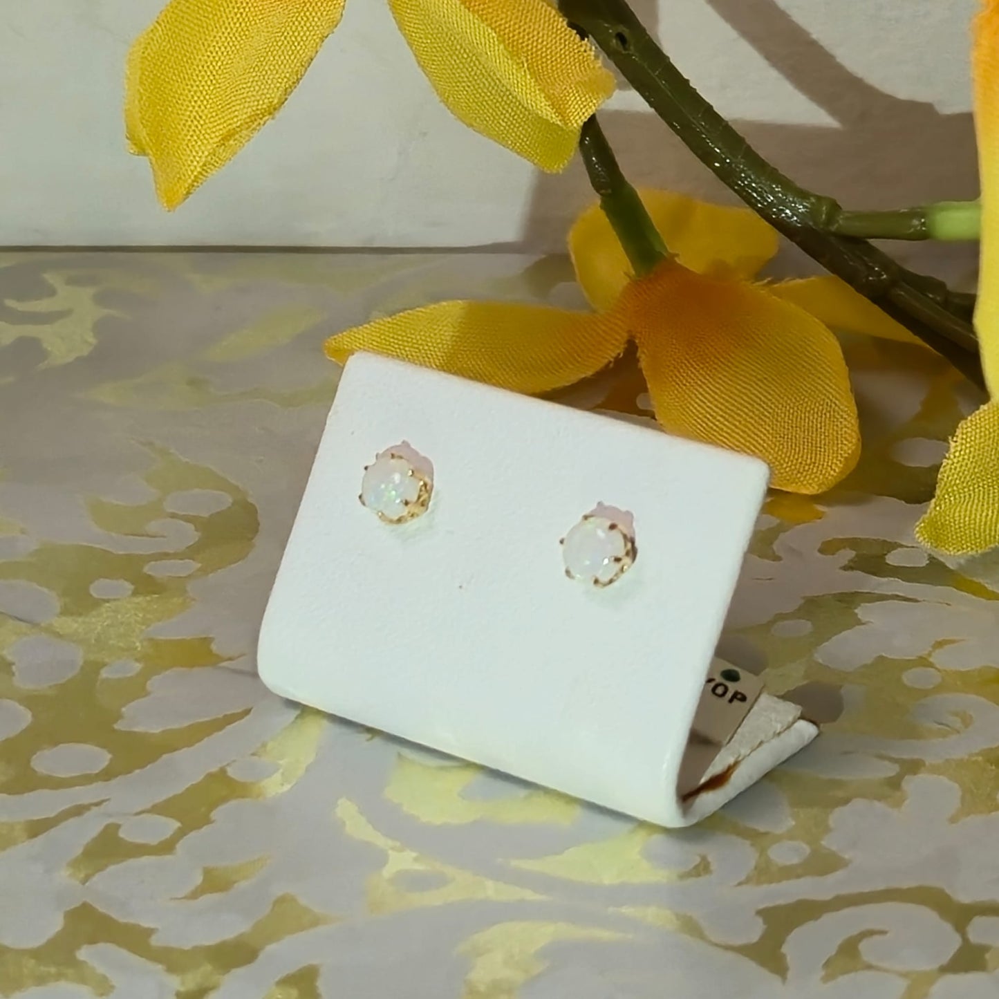 9ct Yellow Gold Opal Stud Earrings